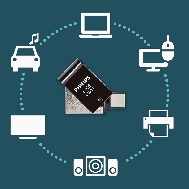 Philips 64GB OTG Dual Drive Type-C ve USB Flash Bellek - 3
