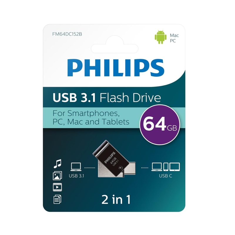 Philips 64GB OTG Dual Drive Type-C ve USB Flash Bellek - 7