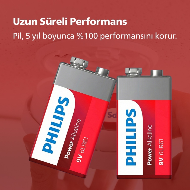Philips 6LR61-P1B 9V Power Alkalin Pil - 5