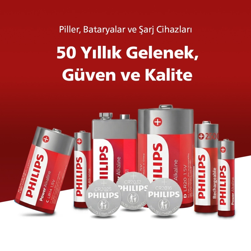 Philips 6LR61-P1B 9V Power Alkalin Pil - 8