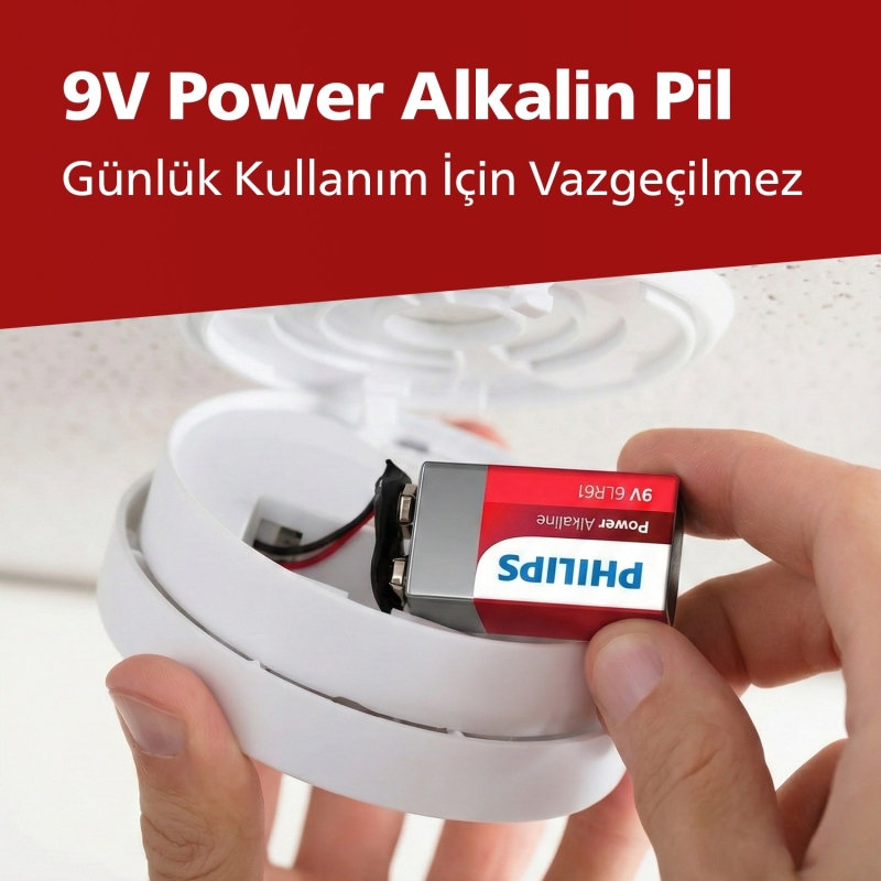 Philips 6LR61-P1B 9V Power Alkalin Pil - 3