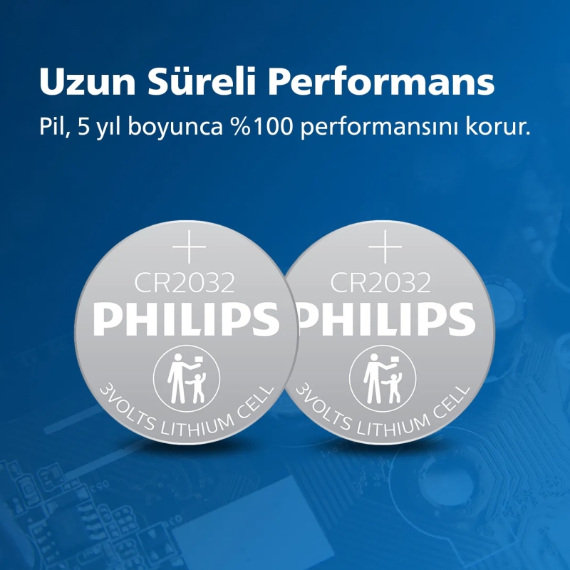 Philips CR2032 3V Lityum Düğme Pil 5'li Paket - 5