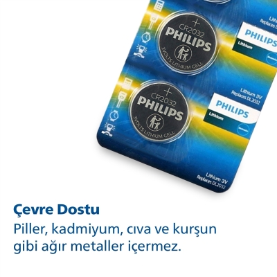 Philips CR2032 3V Lityum Düğme Pil 5'li Paket - 6