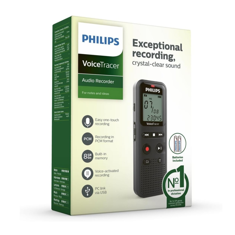 Philips DVT1160 VoiceTracer 8GB Taşınabilir Ses Kayıt Cihazı - 5