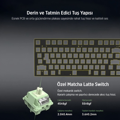 Philips Evnia SPK8618UPRH HotSwap Makrolu 3 Modlu Metal Gaming Oyuncu Klavyesi Mor - 3