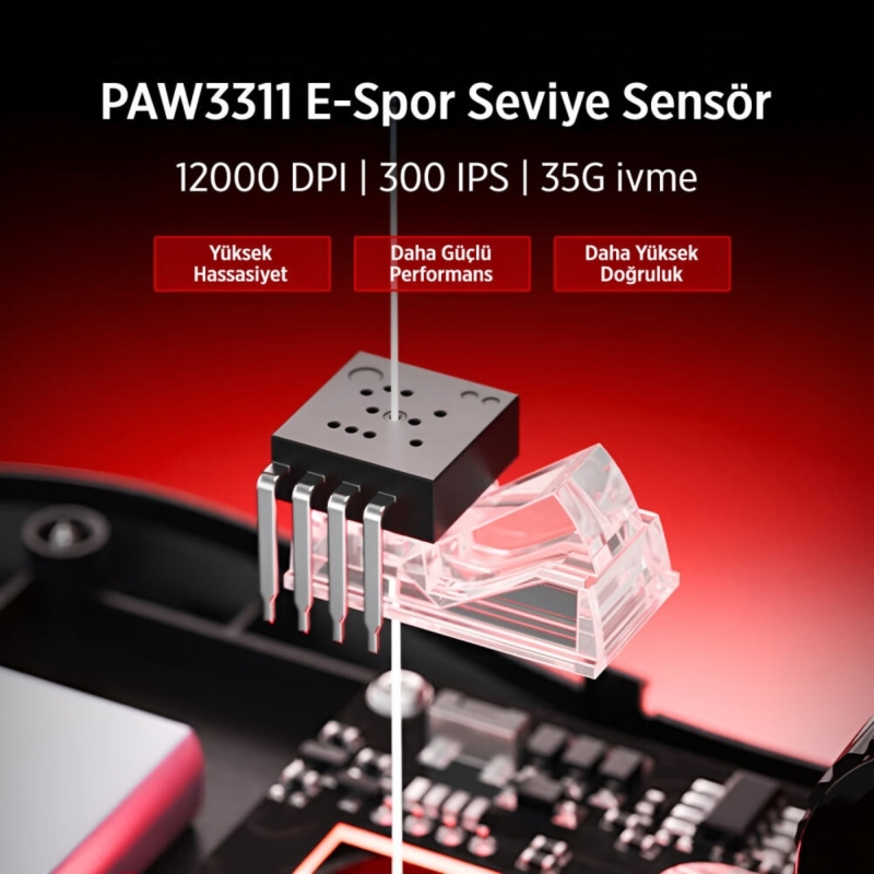 Philips Evnia SPK9418B Kablosuz 12000 DPI PAW3311 Sensörlü Gaming Oyuncu Mouse Siyah - 7