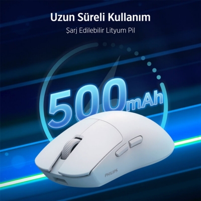 Philips Evnia SPK9618W Kablosuz 26000 DPI PAW3395 Sensörlü Gaming Oyuncu Mouse Beyaz - 2