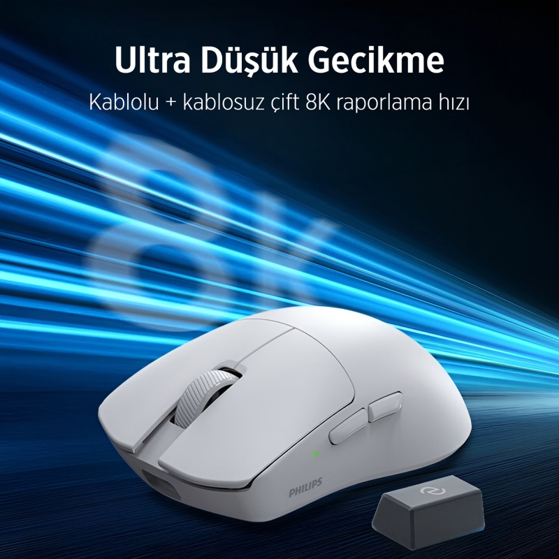 Philips Evnia SPK9718B Lightweight PAW3950 Sensör 36000 DPI 3 Modlu Gaming Oyuncu Mouse Beyaz - 6