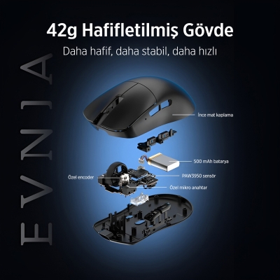Philips Evnia SPK9718B Lightweight PAW3950 Sensör 36000 DPI 3 Modlu Gaming Oyuncu Mouse Siyah - 4