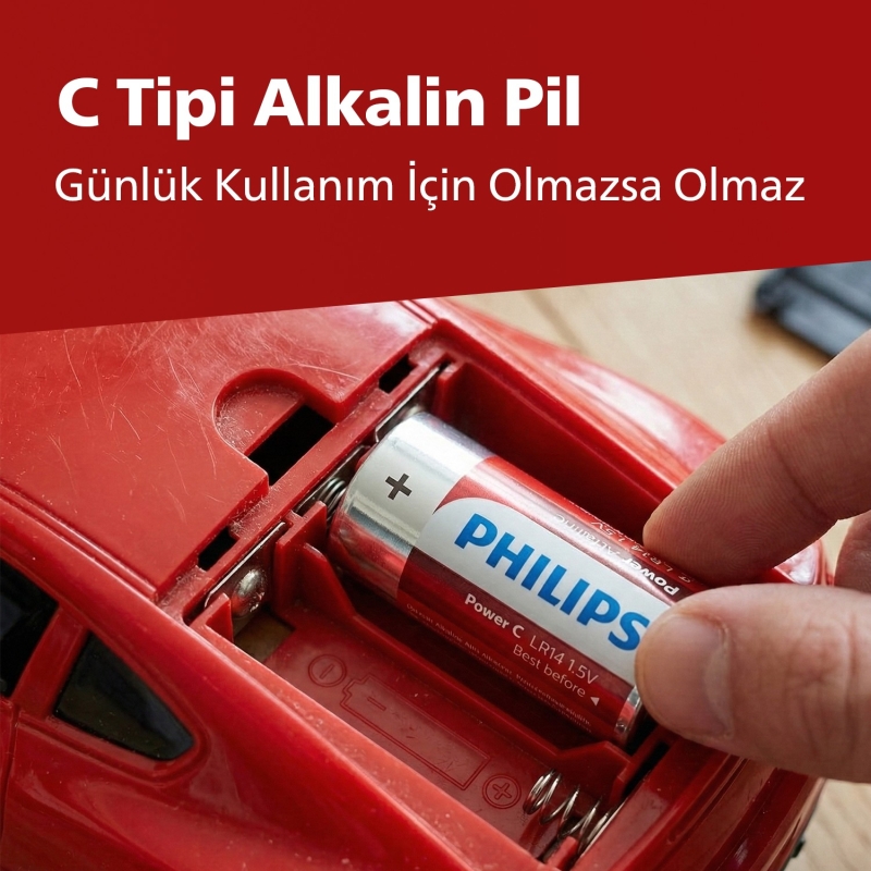 Philips LR14-P2B 1.5V C Pil Power Alkalin Orta Boy 2'li Paket - 3
