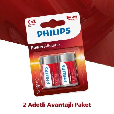 Philips LR14-P2B 1.5V C Pil Power Alkalin Orta Boy 2'li Paket - 8
