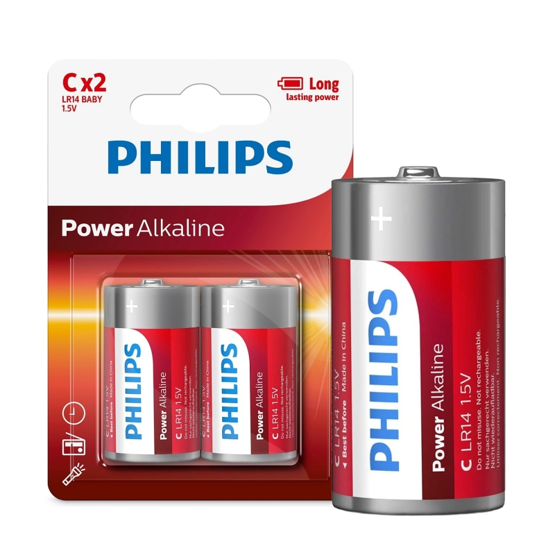 Philips LR14-P2B 1.5V C Pil Power Alkalin Orta Boy 2'li Paket - 10