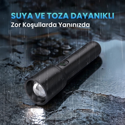 Philips SFL1403 400 Lümen 5W Led El Feneri Teleskopik Zoom Sos Modlu Şarj Edilebilir Uzun Menzilli Flashlight - 3