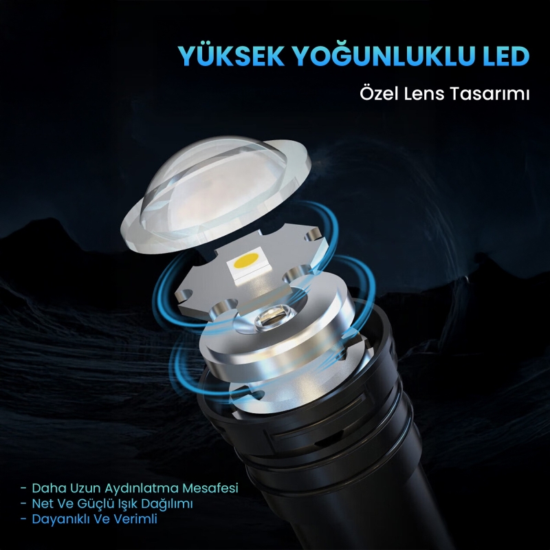 Philips SFL1403 400 Lümen 5W Led El Feneri Teleskopik Zoom Sos Modlu Şarj Edilebilir Uzun Menzilli Flashlight - 6