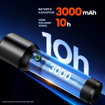 Philips SFL2203 450 Lümen 5W Led El Feneri Teleskopik Zoom Sos Modlu Metal Gövdeli Şarj Edilebilir Uzun Menzilli Flashlight - 3