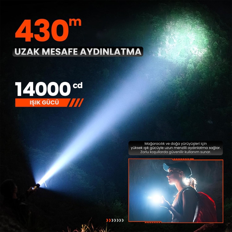 Philips SFL2203 450 Lümen 5W Led El Feneri Teleskopik Zoom Sos Modlu Metal Gövdeli Şarj Edilebilir Uzun Menzilli Flashlight - 6