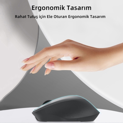 Philips SPK7448 Bluetooth 5.2 ve 2.4GHz 1600DPI Sessiz Optik Kablosuz Mouse Gri - 6