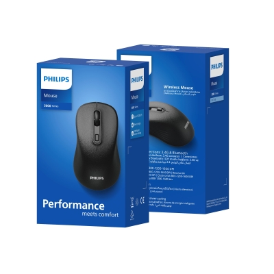 Philips SPK7538 Bluetooth 5.2 ve 2.4GHz 1600DPI Sessiz Optik Kablosuz Mouse Siyah - 8