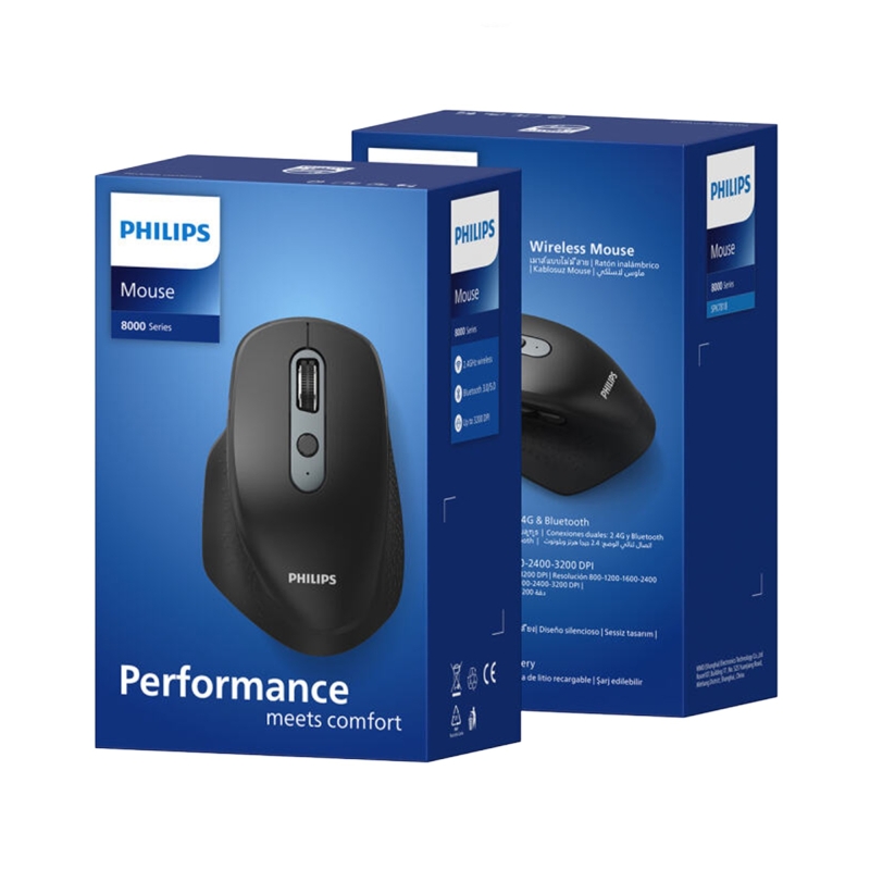 Philips SPK7818 3200 DPI 8 Tuşlu Dual Mod Bluetooth ve 2.4G Kablosuz Ergonomik Sessiz Mouse Siyah - 7
