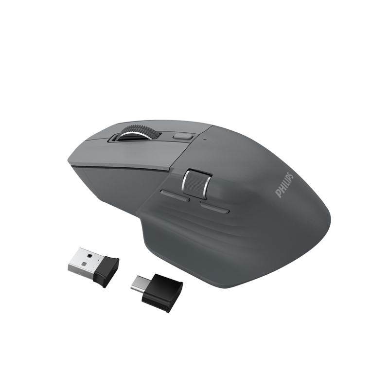 Philips SPK7858 Bluetooth 5.0 4000DPI Şarjlı Sessiz Hızlı Kaydırma Kablosuz Mouse Gri - 2