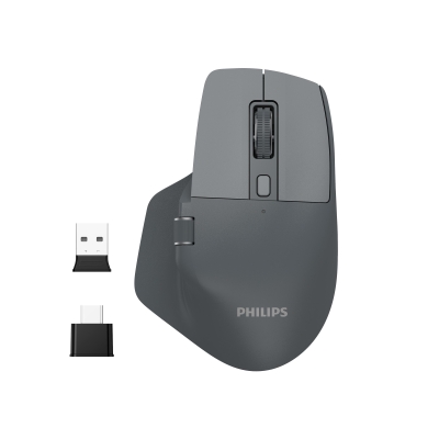 Philips SPK7858 Bluetooth 5.0 4000DPI Şarjlı Sessiz Hızlı Kaydırma Kablosuz Mouse Gri - Philips