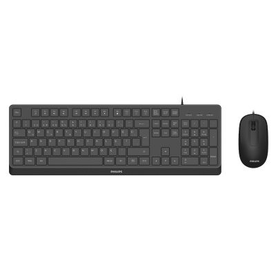 Philips SPT6238 USB Kablolu Multimedia Sessiz Türkçe Q Klavye Mouse Seti Siyah - Philips