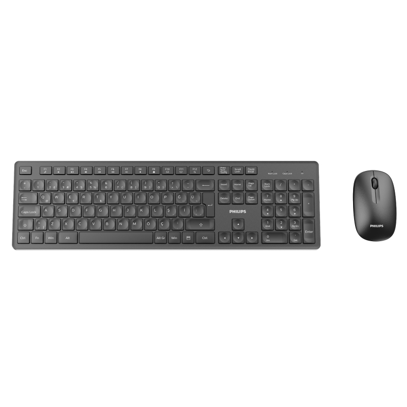 Philips SPT6318 2.4GHz Kablosuz Multimedia Sessiz Türkçe Q Klavye Mouse Seti Siyah - 1