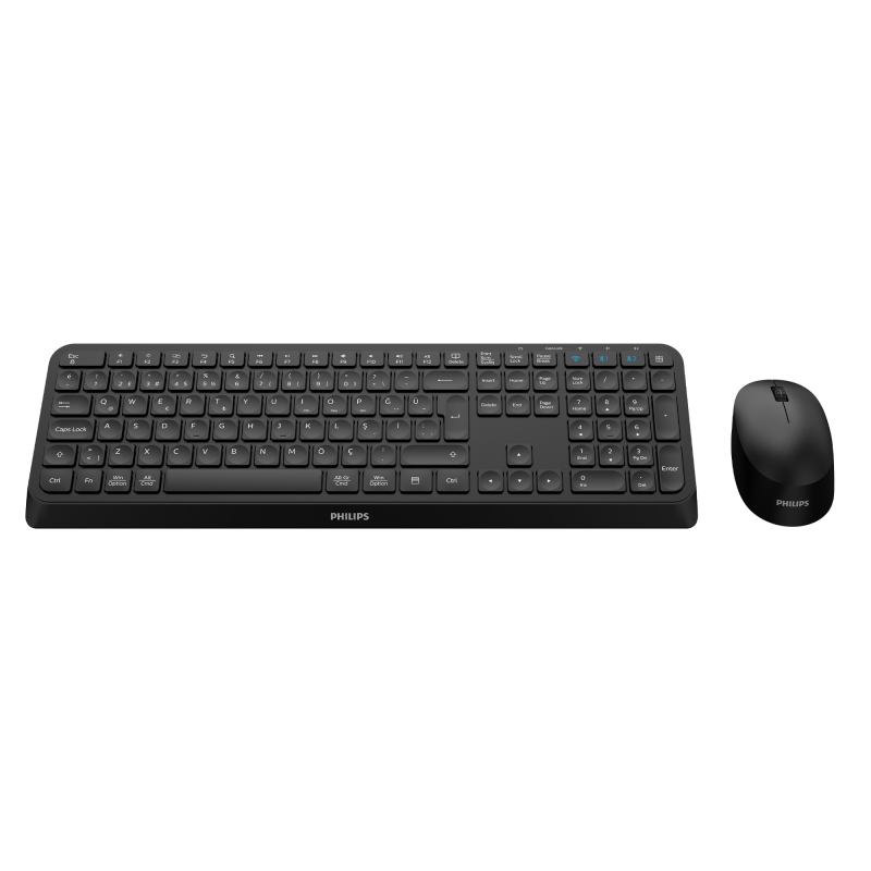 Philips SPT6407 Bluetooth 5.0 ve 2.4GHz Kablosuz Sessiz Türkçe Q Klavye Mouse Seti Siyah - 1
