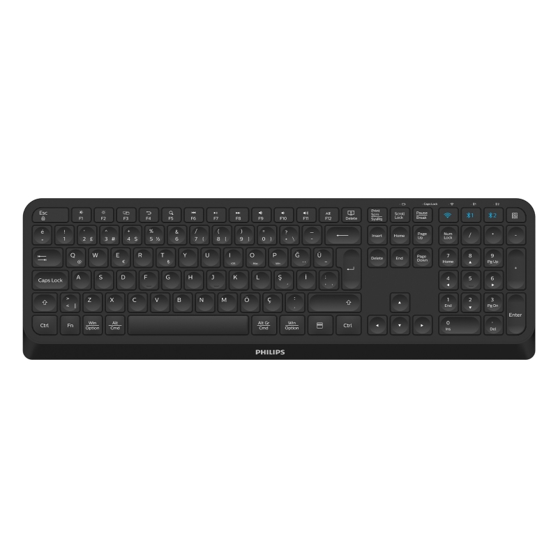 Philips SPT6407 Bluetooth 5.0 ve 2.4GHz Kablosuz Sessiz Türkçe Q Klavye Mouse Seti Siyah - 8