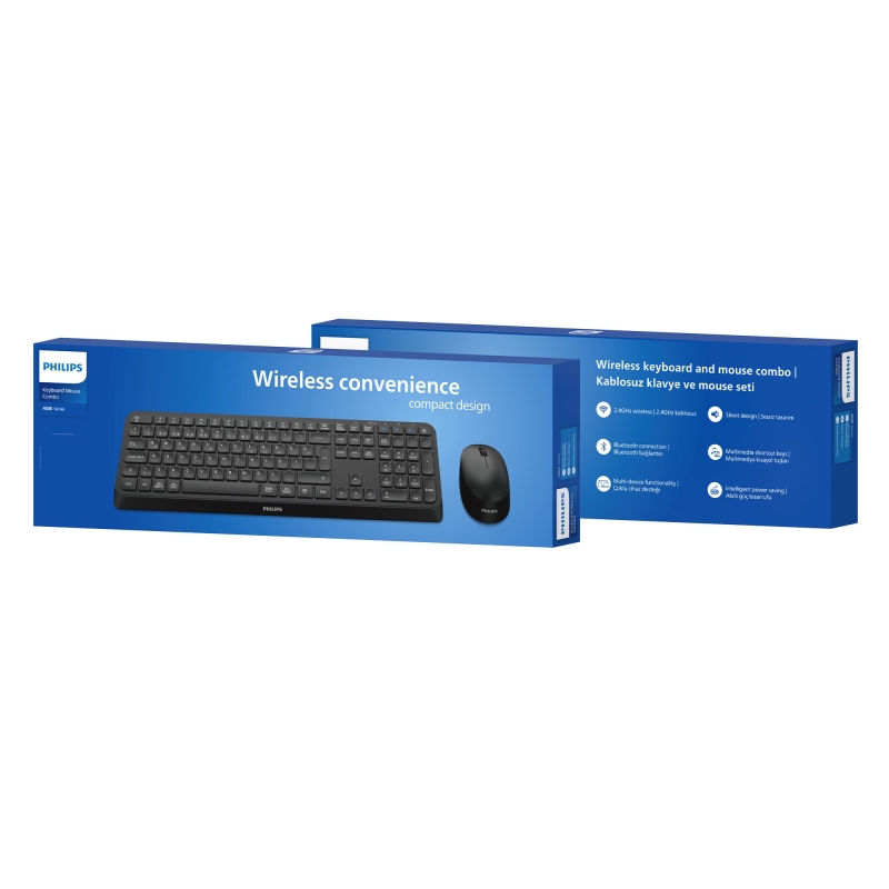 Philips SPT6407 Bluetooth 5.0 ve 2.4GHz Kablosuz Sessiz Türkçe Q Klavye Mouse Seti Siyah - 10