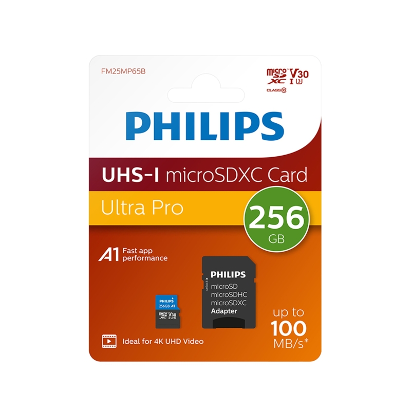 Philips Ultra Pro 256GB Micro SDXC UHS-I U3 V30 Adaptörlü Hafıza Kartı - 1