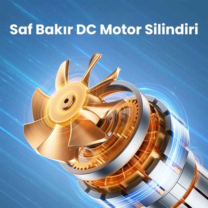 Rocoren 150PSI 4000mAh Şarjlı Taşınabilir Hava Pompası Araç Lastik, Bisiklet, Top Şişirme (Powerbank+Led Lamba+Lcd Ekran) - 2