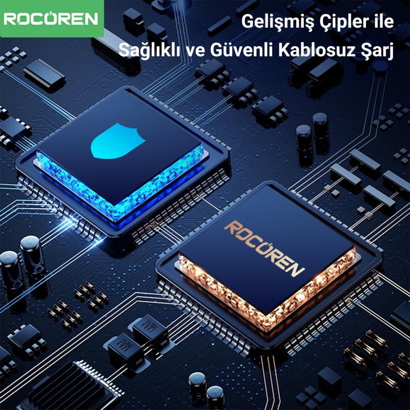 Rocoren 15W Kablosuz Şarj Destekli Magsafe Uyumlu RGB Işıklı Araç içi Telefon Tutucu - 4