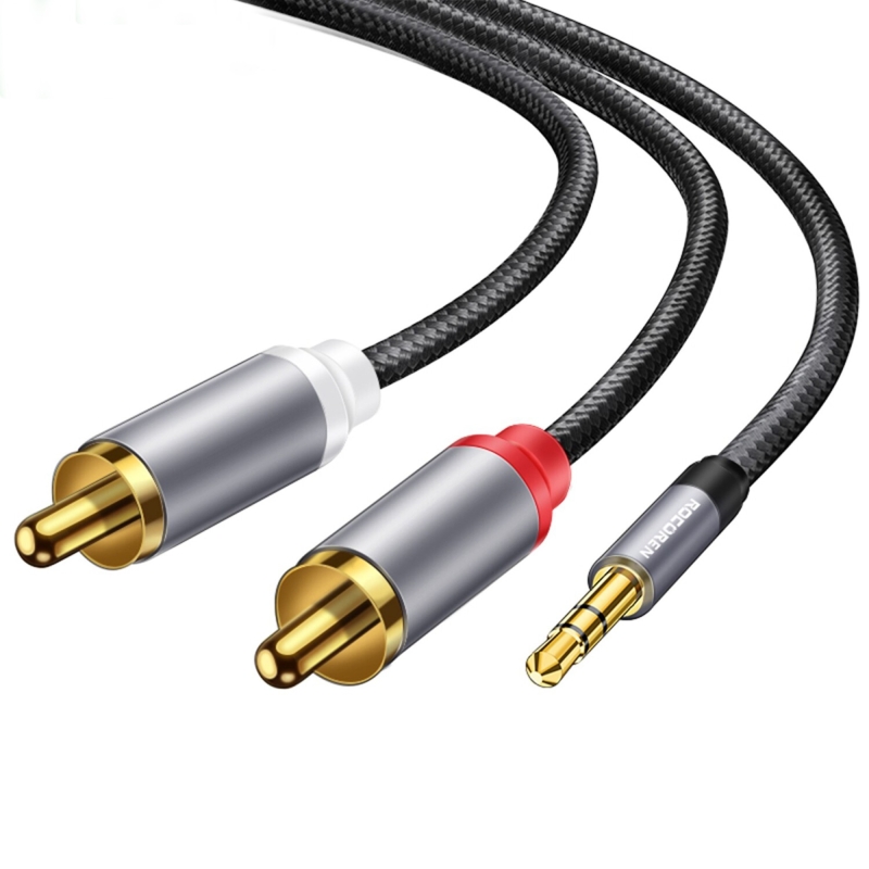 Rocoren 3.5mm AUX Jack to RCA Hi-Fi Ses Kablosu 1 Metre - 1