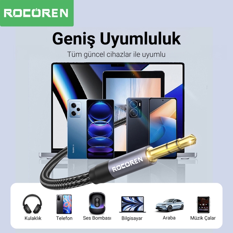 Rocoren 3.5mm Hi-Fi TRS AUX Ses Kablosu 3 Metre - 6