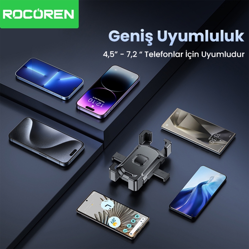 Rocoren 360° Ayarlanabilir Ayna Dibi Bağlantılı Motosiklet Telefon Tutucu - 3