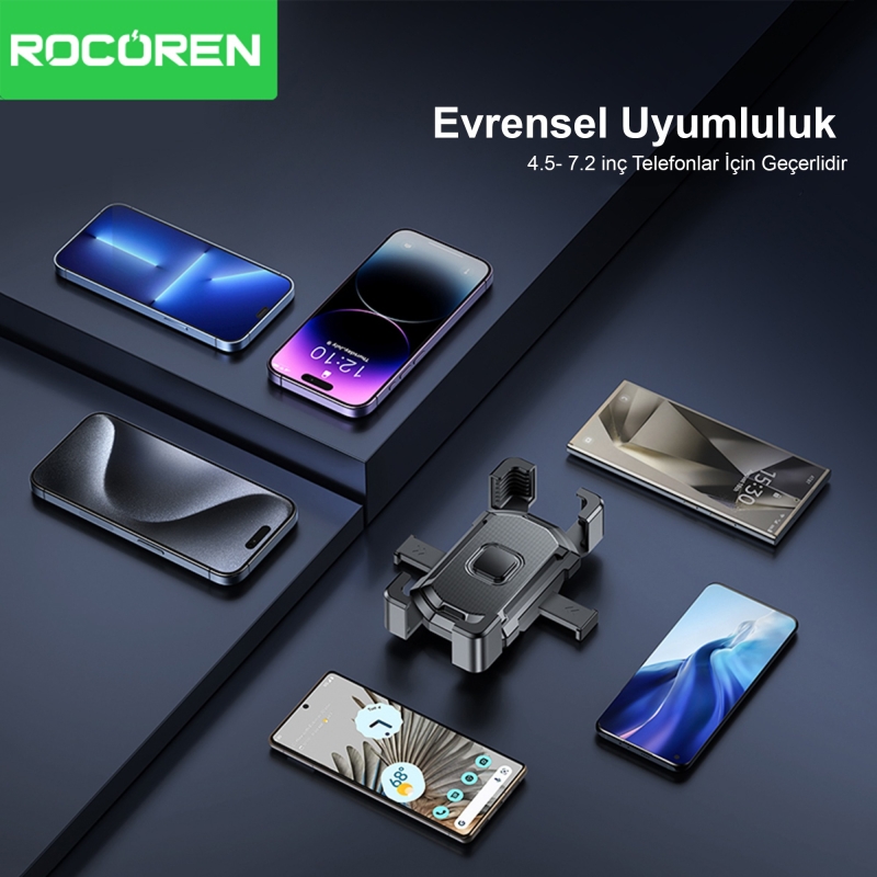 Rocoren 360° Ayarlanabilir Gidon Bağlantılı Bisiklet Motosiklet Telefon Tutucu - 5