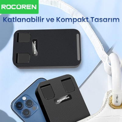 Rocoren 360° Dönebilen Katlanabilir Yükseklik ve Eğim Ayarlı Telefon Tutucu Stand - 5