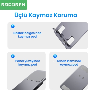 Rocoren 360° Döner Mekanizmalı Katlanabilir Alüminyum Telefon Standı - 3