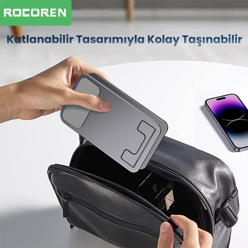 Rocoren 360° Döner Mekanizmalı Katlanabilir Alüminyum Telefon Standı - 4