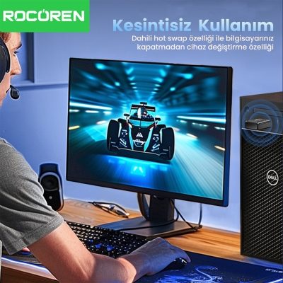 Rocoren 650 Mbps 2.4 & 5GHz Dual Band USB WiFi Adaptör - 3