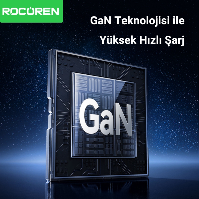 Rocoren 70W GaN Şarj Cihazı Type-C ve USB-A 3-Portlu Hızlı Şarj Aleti - 2