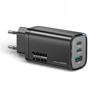 Rocoren 70W GaN Şarj Cihazı Type-C ve USB-A 3-Portlu Hızlı Şarj Aleti - Rocoren