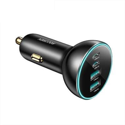 Rocoren 70W 4 Portlu 2*Type-C 2*USB-A LED Işıklı Araç içi Hızlı Şarj Cihazı - 1