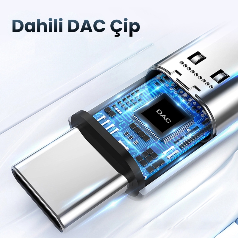 Rocoren DAC Çipli Type-C to 3.5mm Jack Aux Ses Dönüştürücü Çevirici Kablo Adaptör - 2