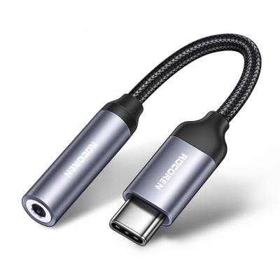 Rocoren DAC Çipli Type-C to 3.5mm Jack Aux Ses Dönüştürücü Çevirici Kablo Adaptör - Rocoren