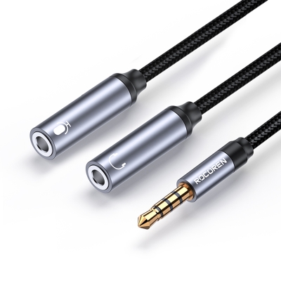 Rocoren Hi-Fi TRRS Mikrofon ve Kulaklık Birleştirici 3.5mm Y Jack Kablo - Rocoren