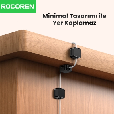 Rocoren Manyetik Kablo Düzenleyici ve Tutucu Klips Seti Beyaz - 4