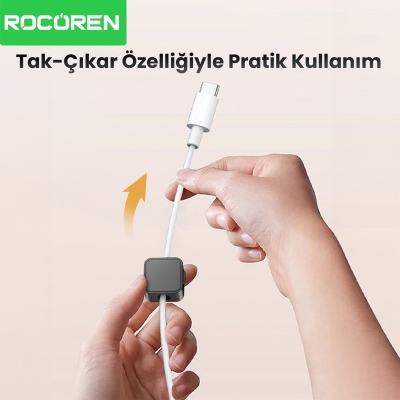 Rocoren Manyetik Kablo Düzenleyici ve Tutucu Klips Seti Siyah - 3
