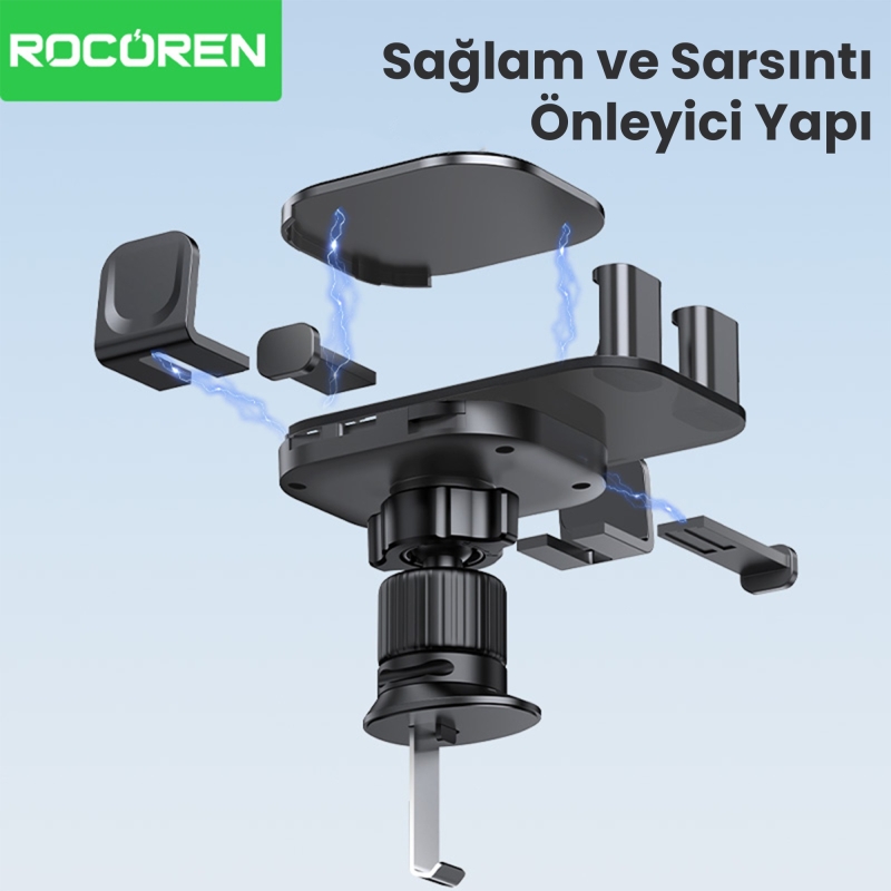 Rocoren Metal Kancalı Havalandırma Destekli Araç içi Telefon Tutucu - 3